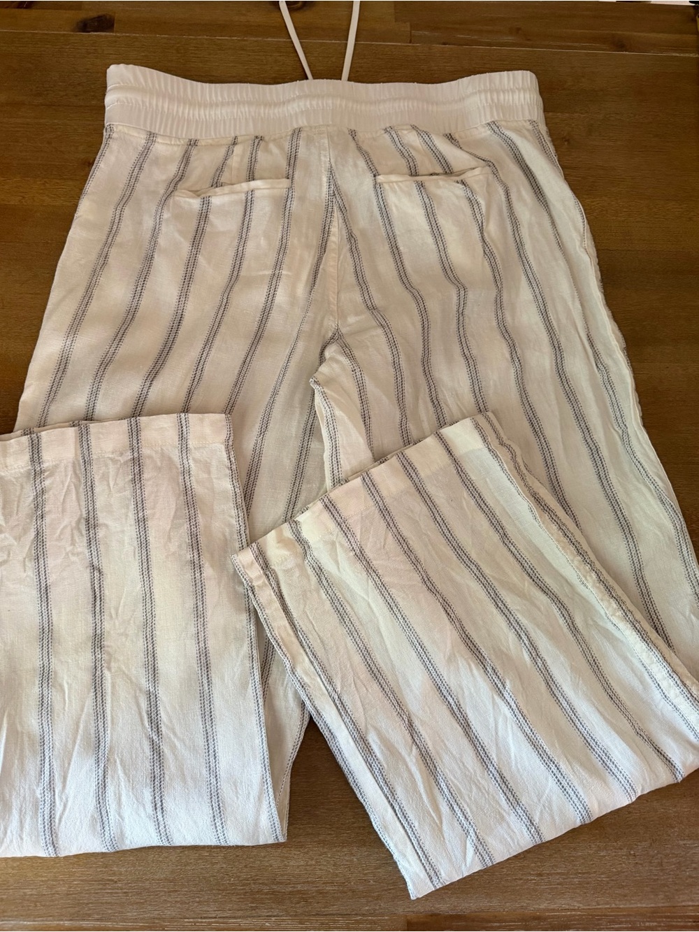 Athleta Women’s Cabo Tide Linen Pants White/blue Striped 100% Linen 14 - Picture 11 of 11